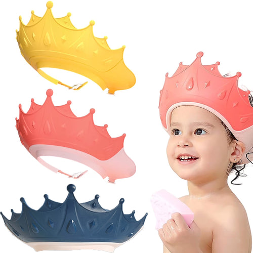 Baby Shower Cap, Adjustable Waterproof Bath Cap Visor Hat Shower Bathing Protection Soft Cap for Children Baby Kids Set of 3(Red, Blue, Yellow