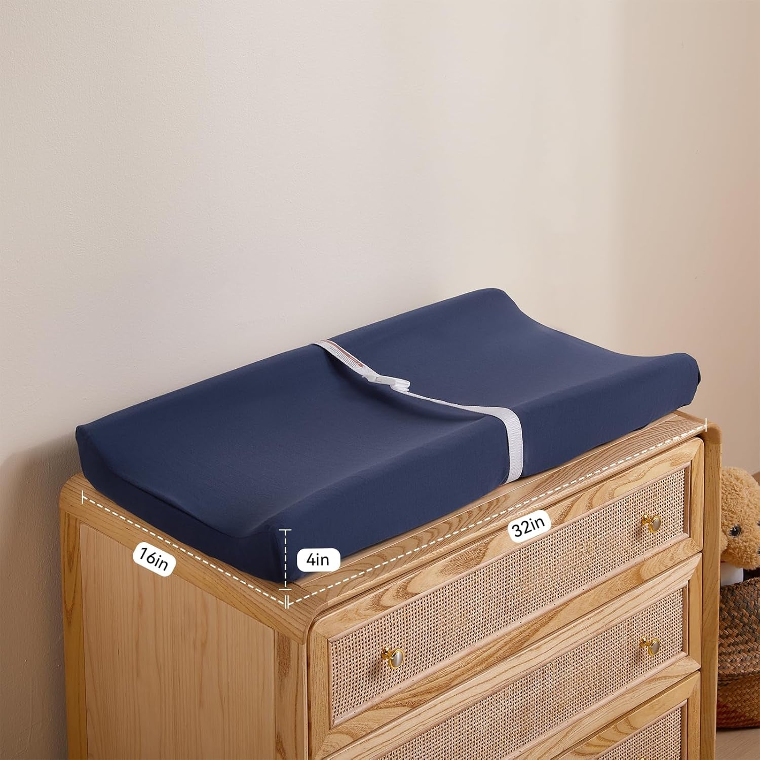 Changing Pad Cover Set in Soft Jersey Material - Fits 32"/34''X16 Contoured Pad for Babies, Navy Blue & Lt Gray