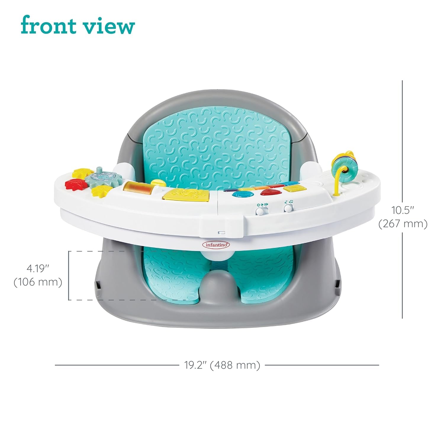 Music & Lights 3-In-1 Discovery Seat & Booster, Toddler Booster Seat for Dining Table or Kitchen Chair, Baby Activity Center & Snack Tray, Teal