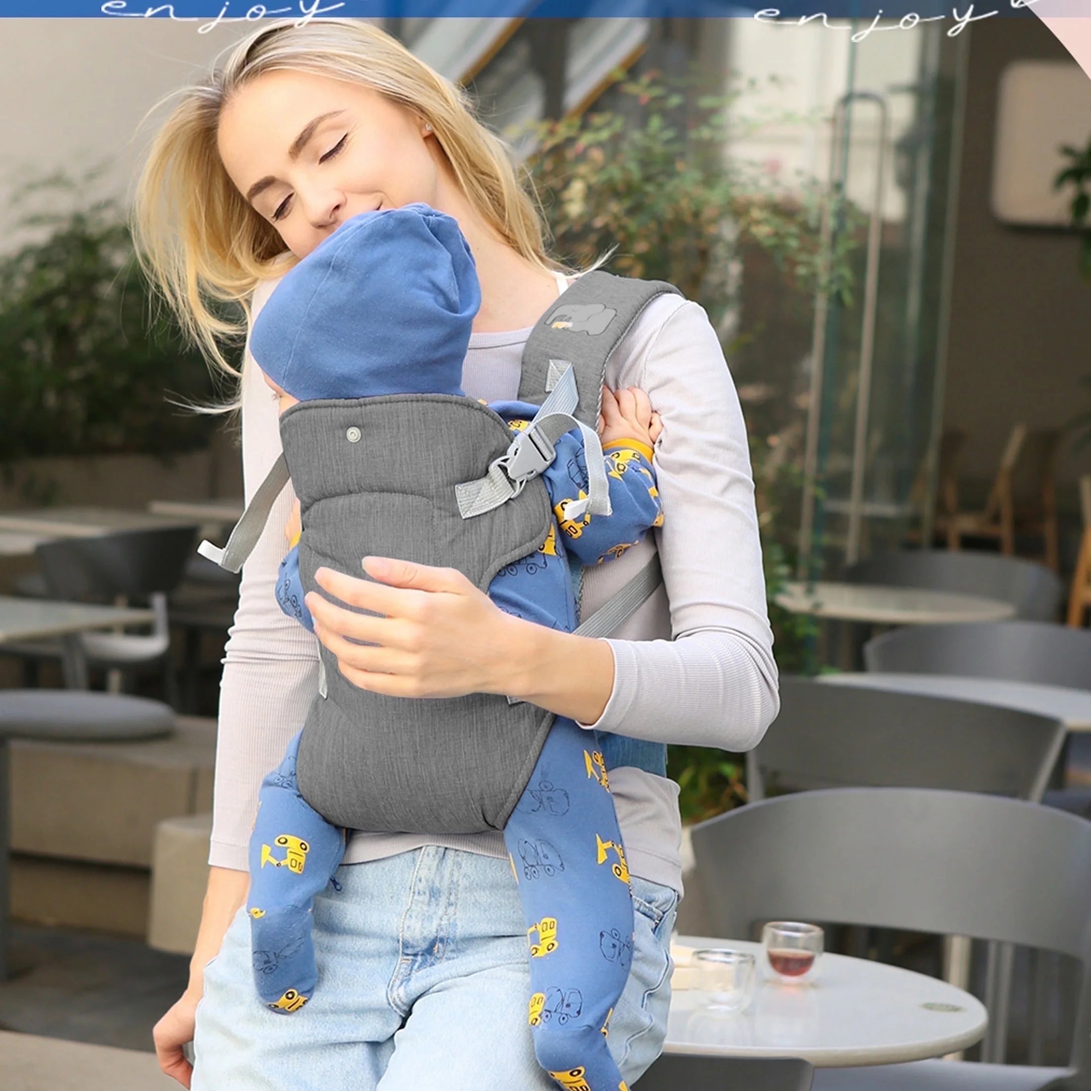 Baby Carrier Newborn to Toddler,4-In-1 Easy to Wear Ergonomic Adjustable Lightweight Infant Carrier,Newborn Baby Carrier for 8-32 Lbs,Dark Gray