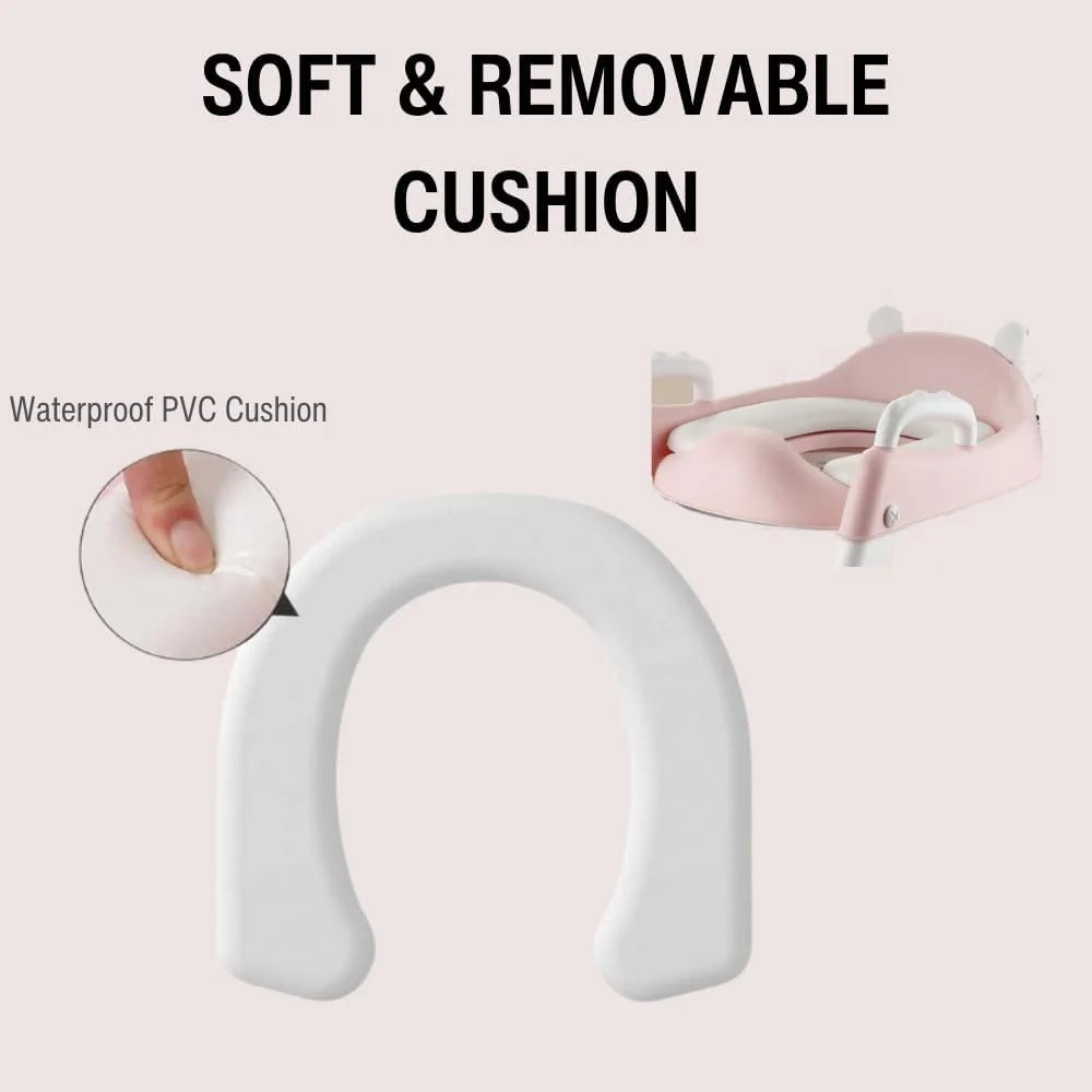 Toilet Potty Training Seat with Step Stool Ladder, Comfortable Safe Potty Seat with Anti-Slip Pads Ladder for Kids Boys Girls Toddlers (Pink)