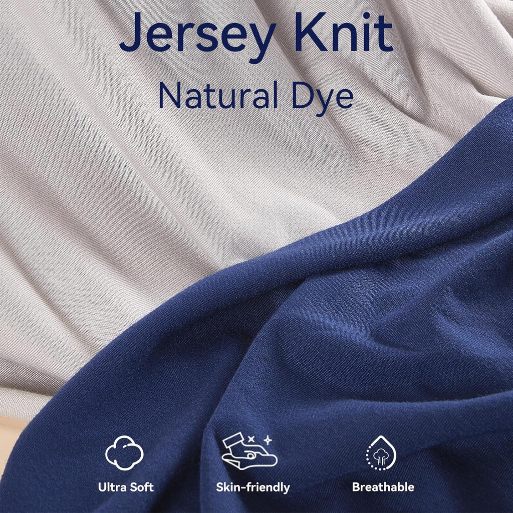 Changing Pad Cover Set in Soft Jersey Material - Fits 32"/34''X16 Contoured Pad for Babies, Navy Blue & Lt Gray