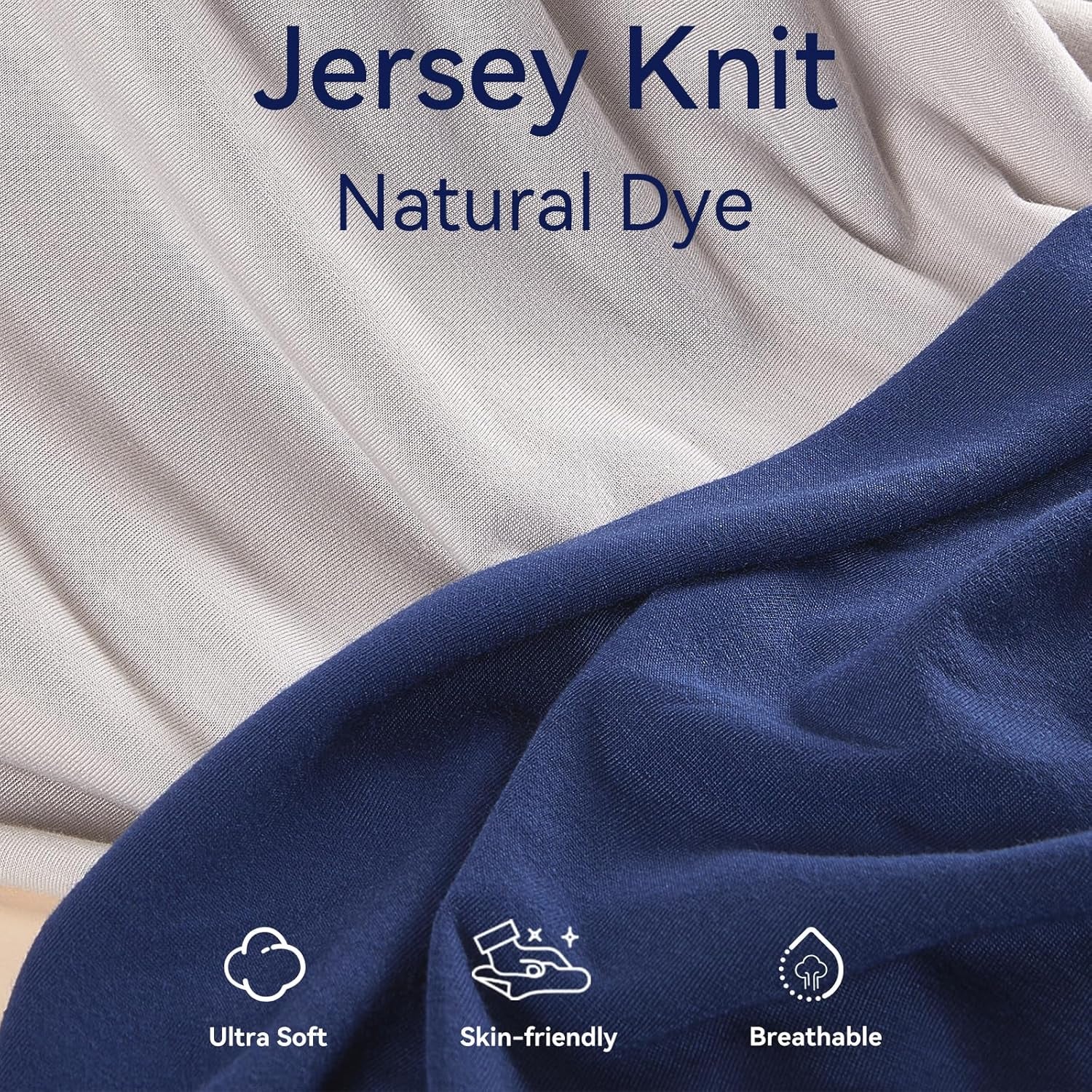 Changing Pad Cover Set in Soft Jersey Material - Fits 32"/34''X16 Contoured Pad for Babies, Navy Blue & Lt Gray