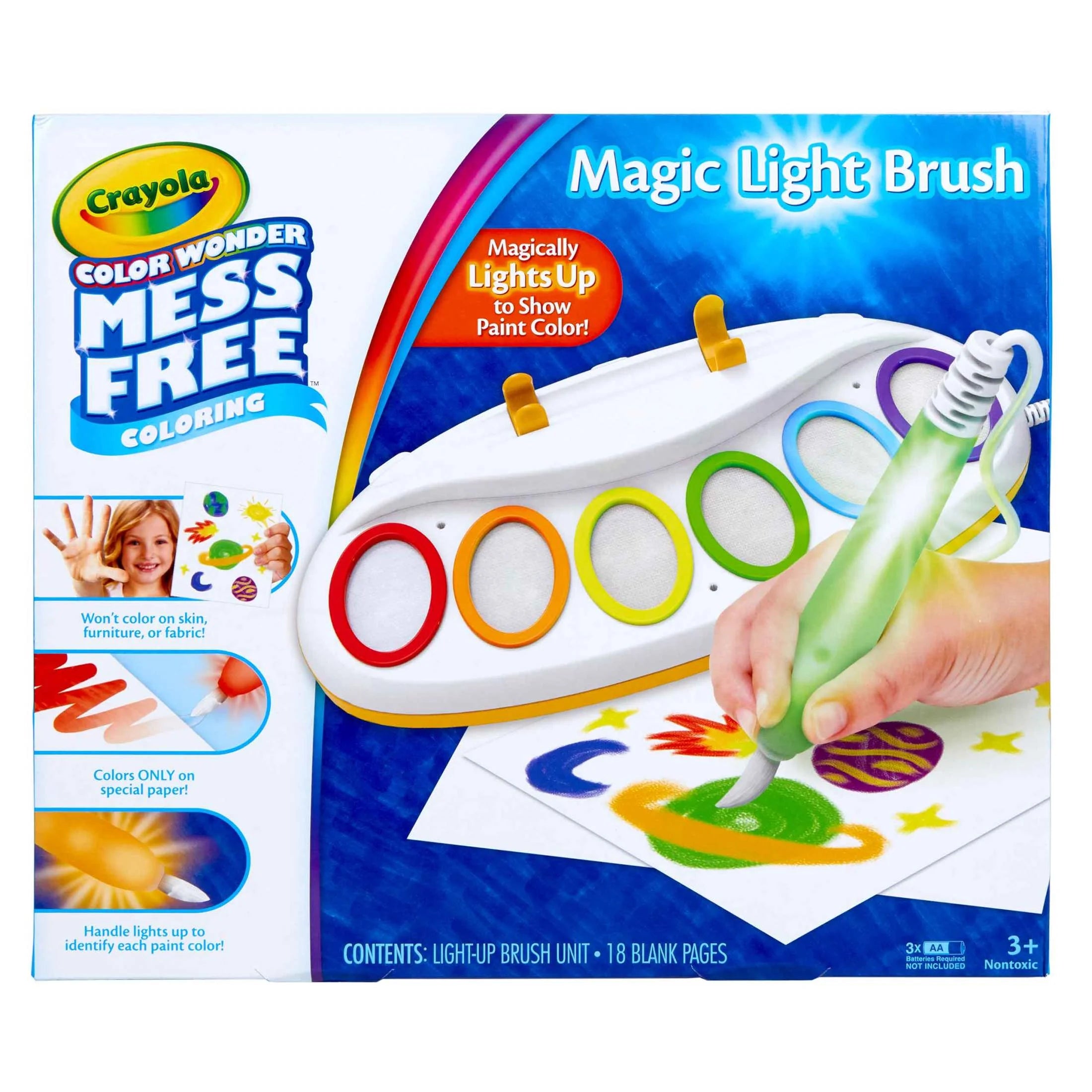 Color Wonder Magic Light Brush, Mess Free Kids Painting Set, Preschool Supplies, Toddler Activities, Educational Toys, Holiday & Christmas Gifts for Ages 3+